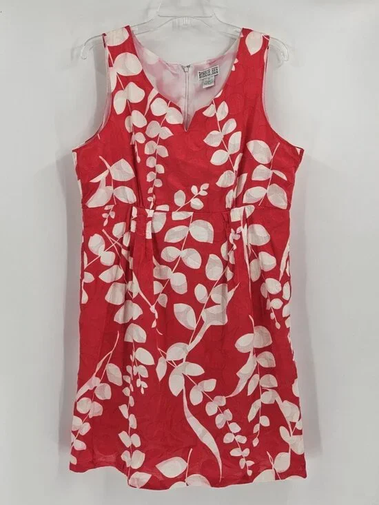 Red White Floral Sleeveless Shift Dress Women’s Size 16 by Robbie Bee - Picture 1 of 4